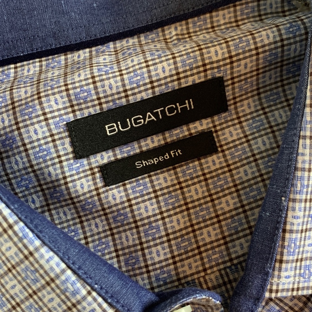 Bugatchi Light Blue Patterned Button Down Shirt- … - image 3